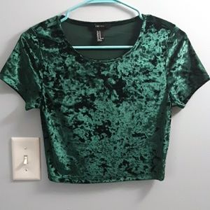 Green velvet crop top